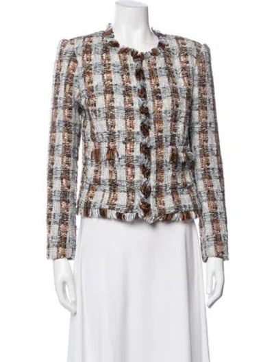Pre-owned L'agence Plaid Print Blazer In Blue