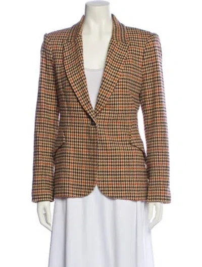 Pre-owned L'agence Plaid Print Blazer In Brown