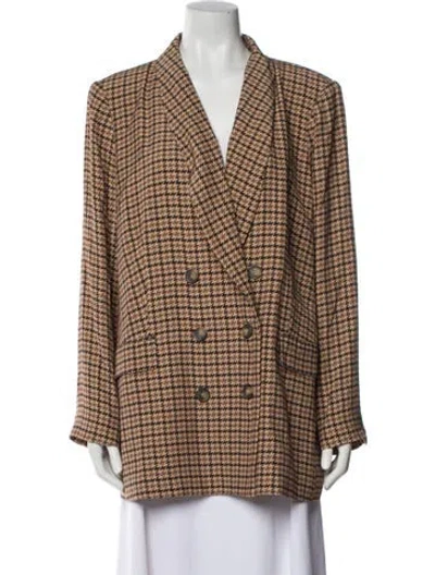 Pre-owned L'agence Plaid Print Blazer In Brown