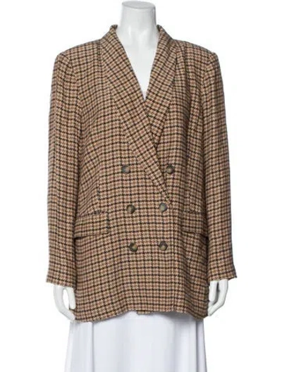 Pre-owned L'agence Plaid Print Blazer In Brown