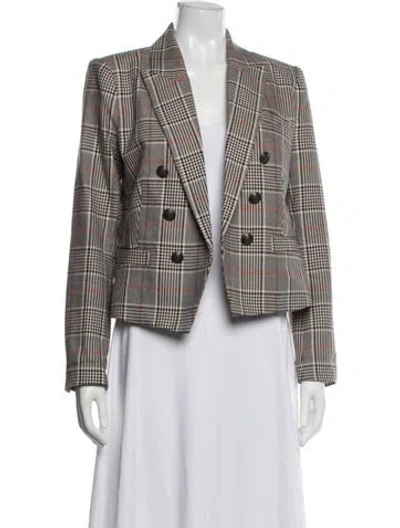 Pre-owned L'agence Plaid Print Blazer In Gray