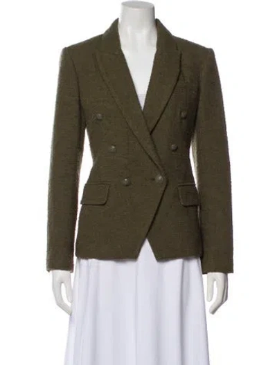 Pre-owned L'agence Plaid Print Blazer In Green