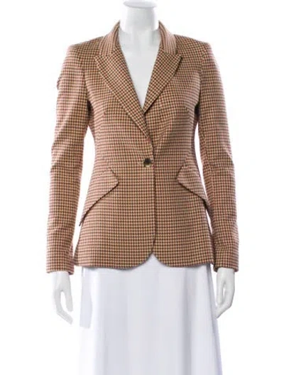 Pre-owned L'agence Plaid Print Blazer In Neutral