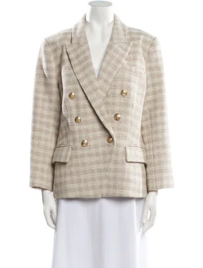 Pre-owned L'agence Plaid Print Blazer In Neutral