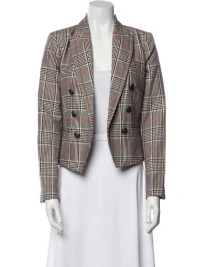 Pre-owned L'agence Plaid Print Blazer In Neutral