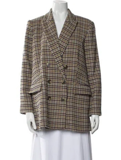 Pre-owned L'agence Plaid Print Blazer In Neutral