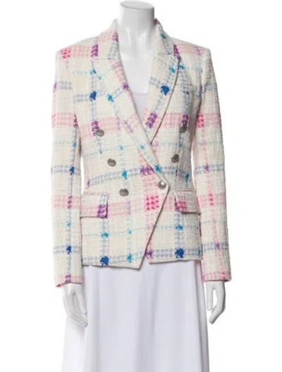Pre-owned L'agence Plaid Print Blazer In Neutral