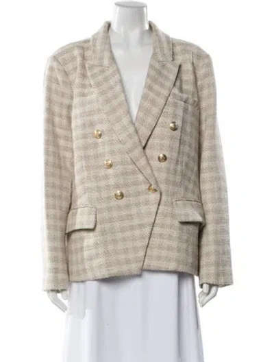 Pre-owned L'agence Plaid Print Blazer In Neutral