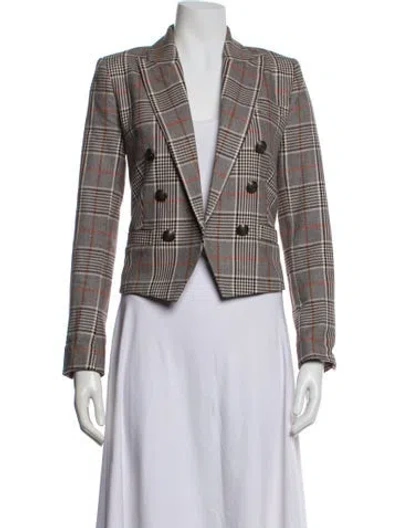 Pre-owned L'agence Plaid Print Blazer In Neutral