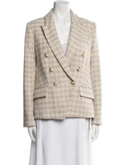 Pre-owned L'agence Plaid Print Blazer In Neutral
