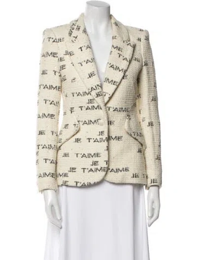 Pre-owned L'agence Plaid Print Blazer In Neutral