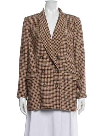 Pre-owned L'agence Plaid Print Blazer In Neutral
