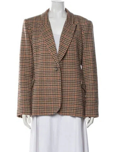 Pre-owned L'agence Plaid Print Blazer In Neutral