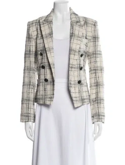 Pre-owned L'agence Plaid Print Blazer In Neutral