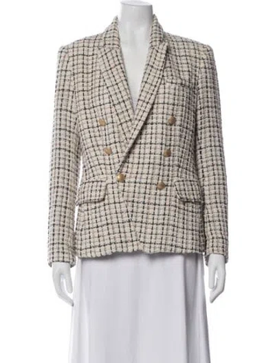 Pre-owned L'agence Plaid Print Blazer In Neutral
