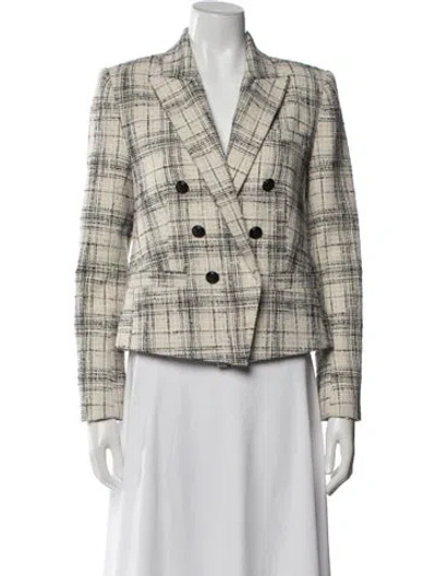 Pre-owned L'agence Plaid Print Blazer In Neutral