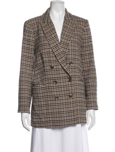Pre-owned L'agence Plaid Print Blazer In Neutrals