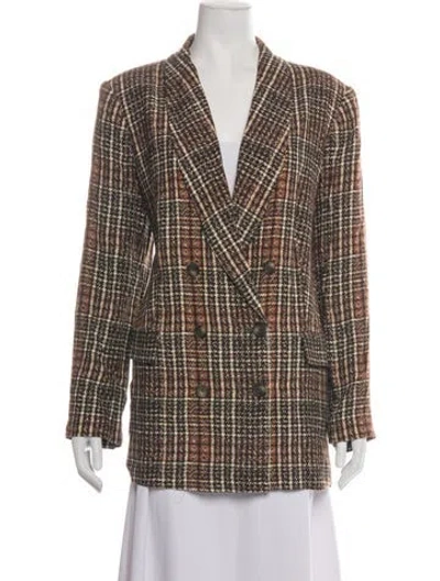 Pre-owned L'agence Plaid Print Blazer In Neutrals