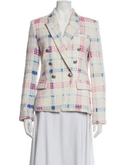 Pre-owned L'agence Plaid Print Blazer In Neutrals