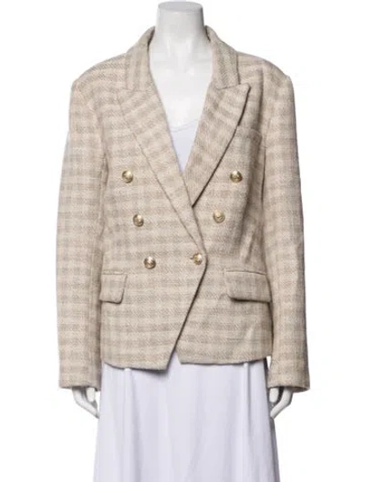 Pre-owned L'agence Plaid Print Blazer In Neutrals