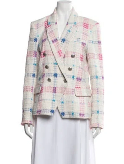 Pre-owned L'agence Plaid Print Blazer In Neutrals