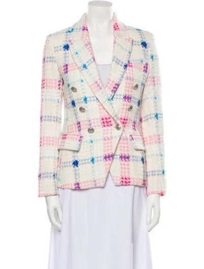 Pre-owned L'agence Plaid Print Blazer In Pink