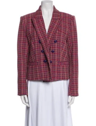 Pre-owned L'agence Plaid Print Blazer In Pink