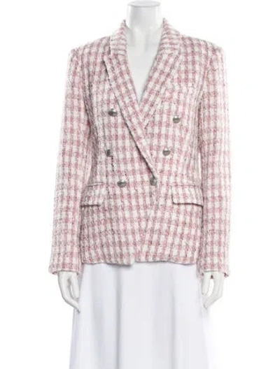 Pre-owned L'agence Plaid Print Blazer In Pink