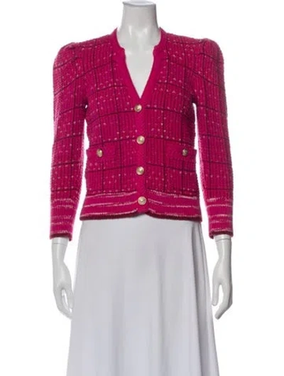 Pre-owned L'agence Plaid Print Blazer In Pink
