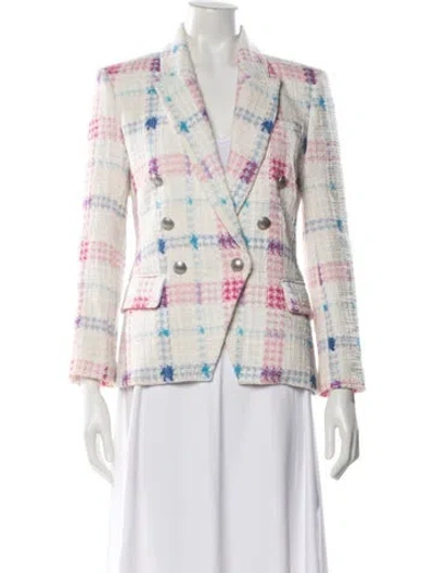 Pre-owned L'agence Plaid Print Blazer In Pink