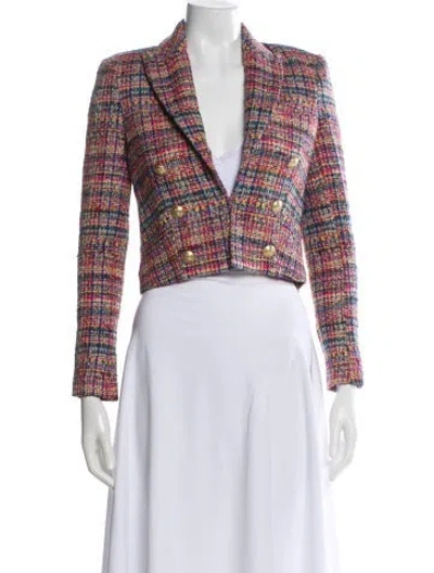 Pre-owned L'agence Plaid Print Blazer In Pink