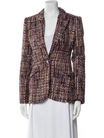 Pre-owned L'agence Plaid Print Blazer In Purple
