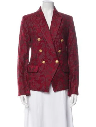 Pre-owned L'agence Plaid Print Blazer In Red