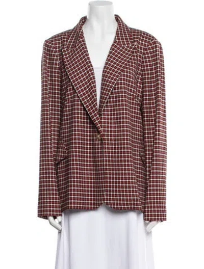 Pre-owned L'agence Plaid Print Blazer In Red