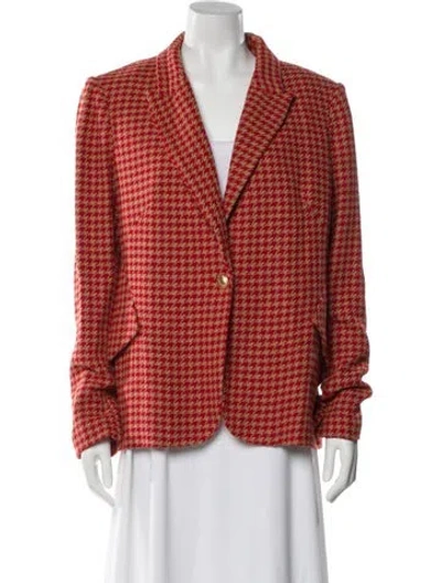 Pre-owned L'agence Plaid Print Blazer In Red