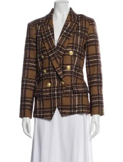 Pre-owned L'agence Plaid Print Blazer W/ Tags In Brown