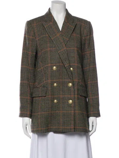 Pre-owned L'agence Plaid Print Blazer W/ Tags In Green