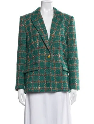 Pre-owned L'agence Plaid Print Blazer W/ Tags In Green