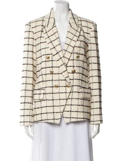 Pre-owned L'agence Plaid Print Blazer W/ Tags In Neutral