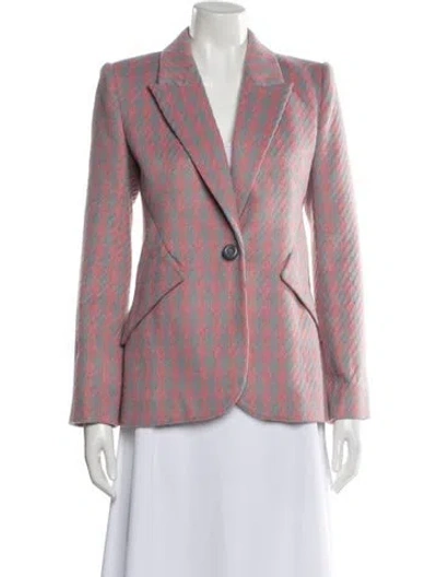 Pre-owned L'agence Plaid Print Blazer W/ Tags In Pink