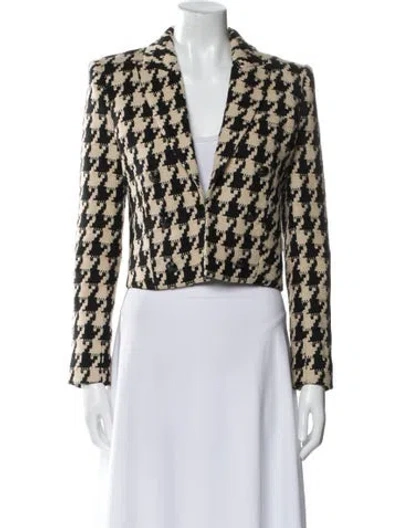 Pre-owned L'agence Plaid Print Blazer In White
