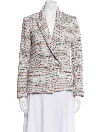 Pre-owned L'agence Plaid Print Blazer In White