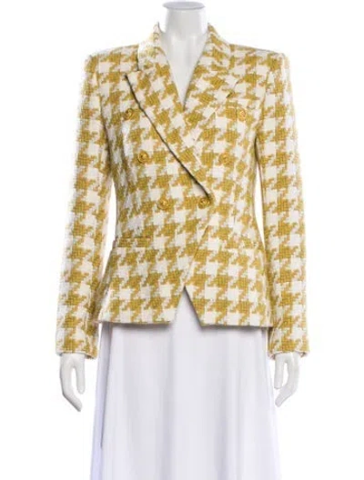 Pre-owned L'agence Plaid Print Blazer In Yellow