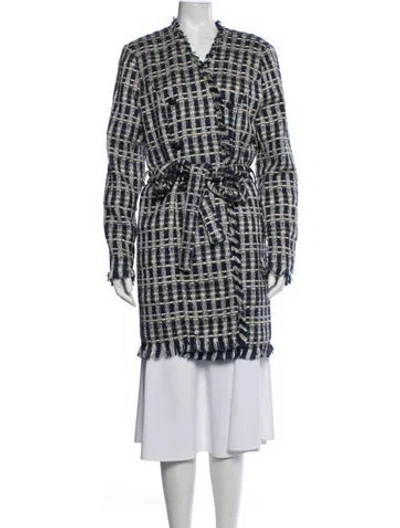 Pre-owned L'agence Plaid Print Coat In Blue
