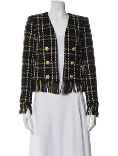 Pre-owned L'agence Plaid Print Evening Jacket In Multi