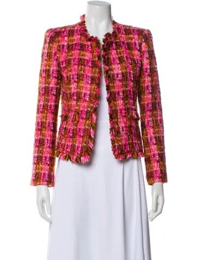 Pre-owned L'agence Plaid Print Evening Jacket In Pink