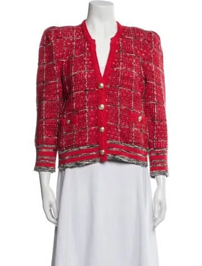 Pre-owned L'agence Plaid Print Evening Jacket W/ Tags In Red