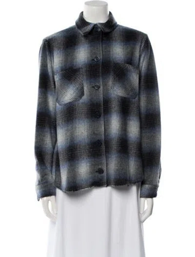 Pre-owned L'agence Plaid Print Jacket In Blue