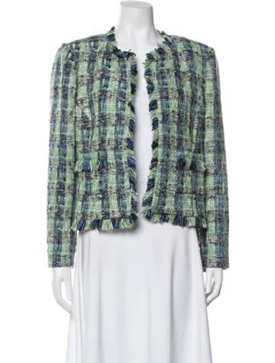 Pre-owned L'agence Plaid Print Jacket In Green