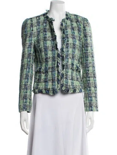 Pre-owned L'agence Plaid Print Jacket In Green